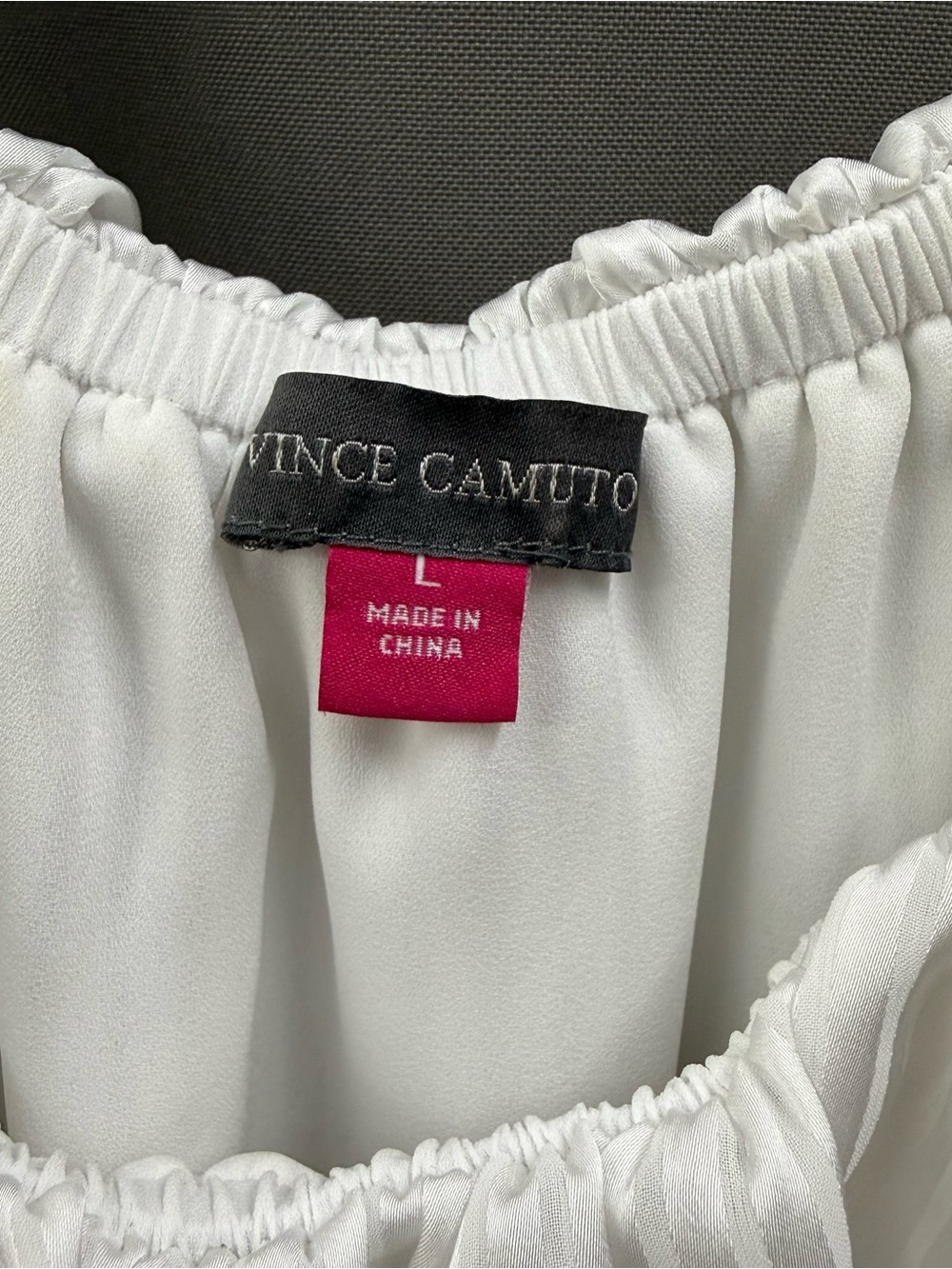 Vince Camuto White Ruffle-Neck Peasant Off The Shoulder Blouse - Picture 2 of 7